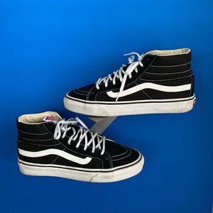 Men's Size 7.5 VANS Checkerboard High Tops Skate Skateboard Shoes Sneakers Suede